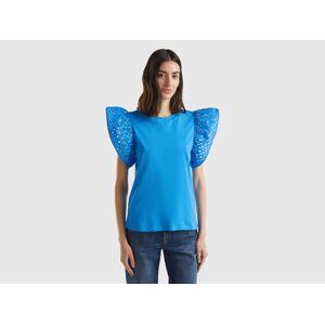 United Colors of Benetton Benetton, T-shirt With Ruffled Sleeves, size XS, Blue, Women