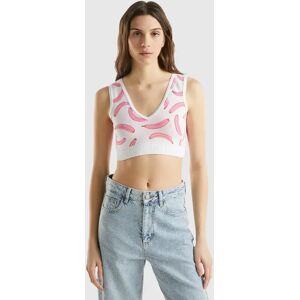 United Colors of Benetton Benetton, White Bra Top With Banana Pattern, White, Women