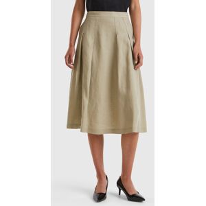 United Colors of Benetton Benetton, Midi Skirt In Pure Linen, Light Green, Women