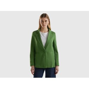 United Colors of Benetton Benetton, Fitted Blazer In Cotton Blend, Military Green, Women