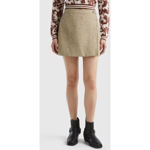 United Colors of Benetton Benetton, Mini Skirt In Tweed, Beige, Women