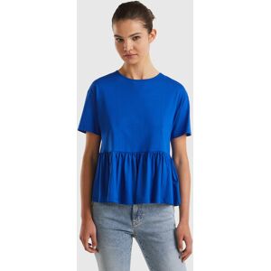 United Colors of Benetton Benetton, Boxy Fit T-shirt With Ruffle, Bright Blue, Women