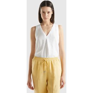 United Colors of Benetton Benetton, Sleeveless Blouse In Pure Linen, White, Women