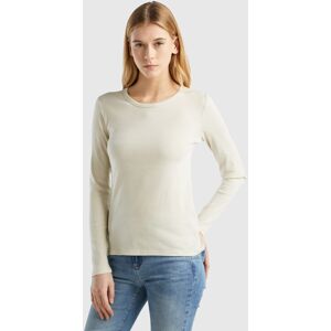 United Colors of Benetton Benetton, Long Sleeve Pure Cotton T-shirt, size L, Beige, Women