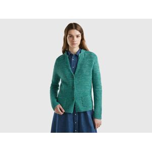 United Colors of Benetton Benetton, 100% Cotton Knit Jacket, Teal, Women