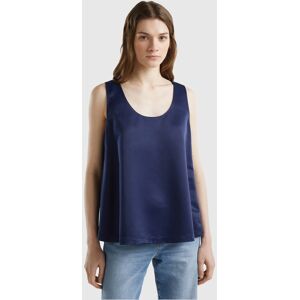 United Colors of Benetton Benetton, Satin Look Sleeveless Blouse, size XS, Dark Blue, Women