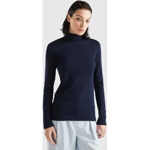 United Colors of Benetton Benetton, Long Sleeve T-shirt With High Neck, Dark Blue, Women