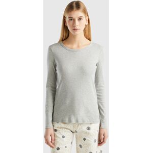 United Colors of Benetton Benetton, Long Sleeve Pure Cotton T-shirt, Light Gray, Women