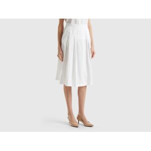 United Colors of Benetton Benetton, Midi Skirt In Pure Linen, White, Women
