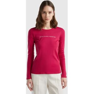 United Colors of Benetton Benetton, Cherry Red 100% Cotton Long Sleeve T-shirt, Cyclamen, Women