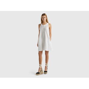 United Colors of Benetton Benetton, Sleeveless Dress In Pure Linen, White, Women