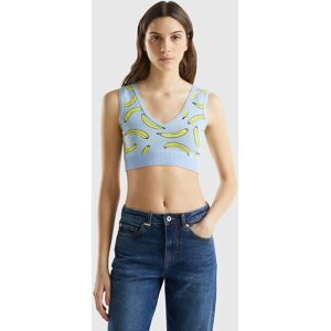 United Colors of Benetton Benetton, Light Blue Bra Top With Banana Pattern, Sky Blue, Women