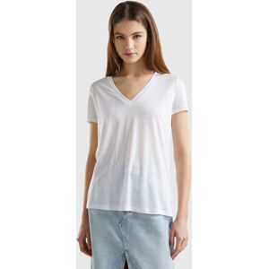 United Colors of Benetton Benetton, V-neck T-shirt In Sustainable Viscose, size XS, White, Women