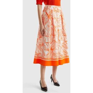 United Colors of Benetton Benetton, Midi Skirt In Sustainable Viscose Blend, Orange, Women