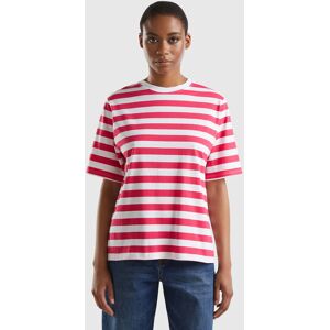 United Colors of Benetton Benetton, Striped Comfort Fit T-shirt, Fuchsia, Women