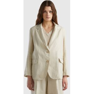 United Colors of Benetton Benetton, Blazer In Pure Linen, Beige, Women