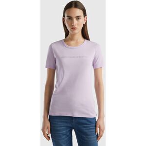 United Colors of Benetton Benetton, T-shirt In 100% Cotton With Glitter Print Logo, Lilac, Women