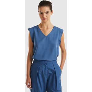 United Colors of Benetton Benetton, Blouse With V-neck, Air Force Blue, Women