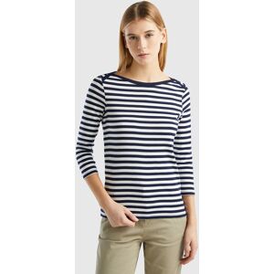 United Colors of Benetton Benetton, Striped 3/4 Sleeve T-shirt In 100% Cotton, Dark Blue, Women