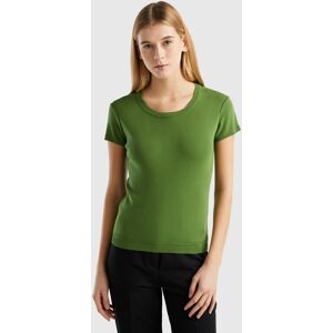 United Colors of Benetton Benetton, Short Sleeve Sweater In 100% Cotton, size L, Military Green, Women