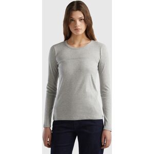 United Colors of Benetton Benetton, Long Sleeve Gray T-shirt In 100% Cotton, Light Gray, Women