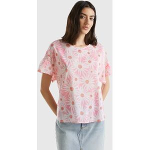 United Colors of Benetton Benetton, Patterned Blouse In Light Cotton, Pink, Women