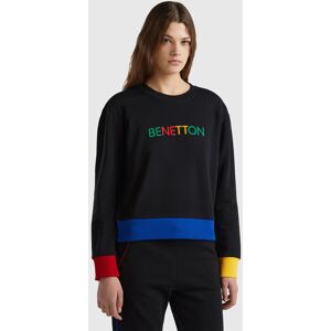 United Colors of Benetton Benetton, 100% Cotton Sweatshirt With Logo Print, Black, Women