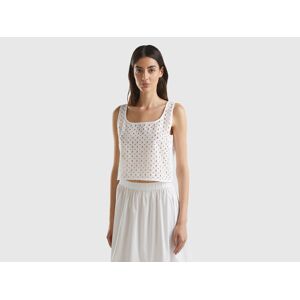 United Colors of Benetton Benetton, Sleeveless Blouse In Broderie Anglaise, size L, White, Women