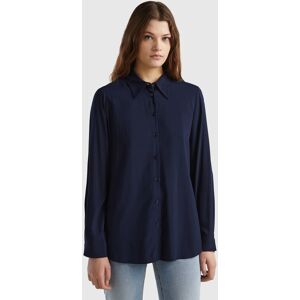 United Colors of Benetton Benetton, Regular Fit Shirt In Sustainable Viscose, Dark Blue, Women