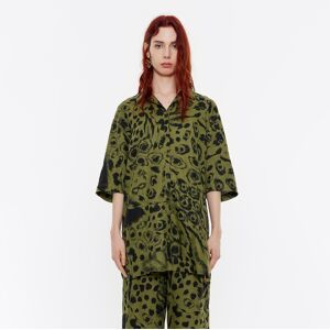 BIMBA Y LOLA Green Animal Mix linen oversize shirt ANIMAL MIX GREEN S adult