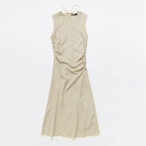 BIMBA Y LOLA Sand washed linen frayed midi dress SAND M adult