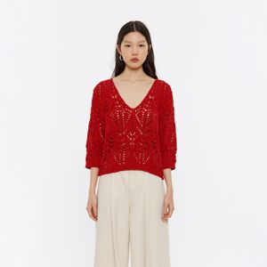 BIMBA Y LOLA Red open-knit straight sweater RED S adult