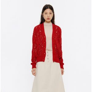 BIMBA Y LOLA Red open-knit straight cardigan RED S adult