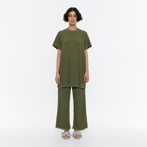 BIMBA Y LOLA Khaki straight raw-hem trousers KHAKI XS adult