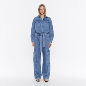 BIMBA Y LOLA Blue denim cargo jumpsuit MEDIUM DENIM BLUE S adult