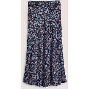 Blue Floral Satin Bias-Cut Midi Skirt Blue Women Boden 8 Female