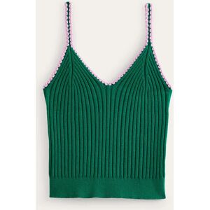 Crochet-Trim Knit Crop Vest Green Women Boden XS Female