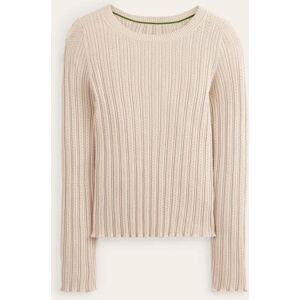 Ribbed Pointelle Top Beige Women Boden XS Female