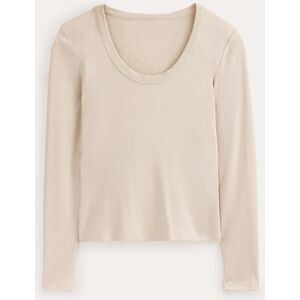 Soft Ribbed Scoop Neck Top Beige Women Boden XS Female