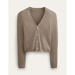 Ribbed Merino V Cardigan Beige Women Boden Short Female