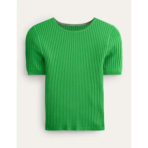 Ribbed Knitted T-Shirt Green Women Boden XS Female