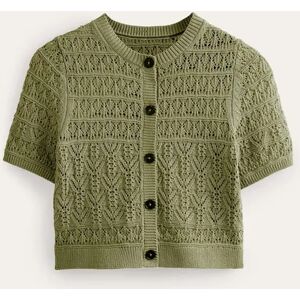 Pointelle Crew Neck Cardigan Green Women Boden M Female