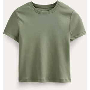 Perfect Cotton Cropped T-shirt Green Women Boden M Female