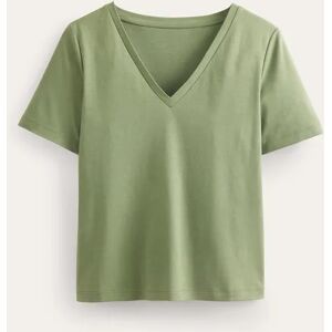 Perfect V-Neck T-Shirt Green Women Boden XS Female