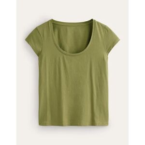 Pure Cotton Scoop Neck T-Shirt Green Women Boden XS Female