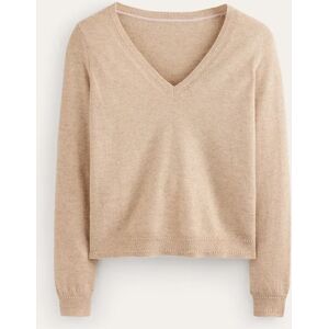 Eva Cashmere V-Neck Jumper Beige Women Boden XS Female