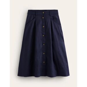 Petra Linen Midi Skirt Blue Women Boden 8 Petite Female