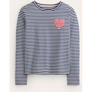 Heart Stripe Crew Neck Top Blue Women Boden M Female