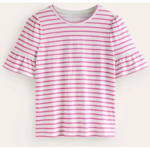 Crew Neck Frill Cuff T-shirt Pink Women Boden XS Female