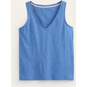 Regular V-Neck Slub Vest Blue Women Boden XS Female